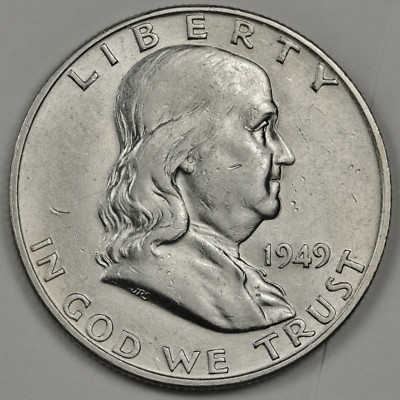 1949-d Franklin Half. 100% Full Sep. Horiz. Bell Lines.  A.U. Inventory H 121027