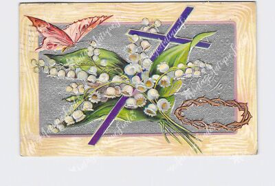 PPC Postcard Easter Tidings Chick Hatching From Shell Flowers
