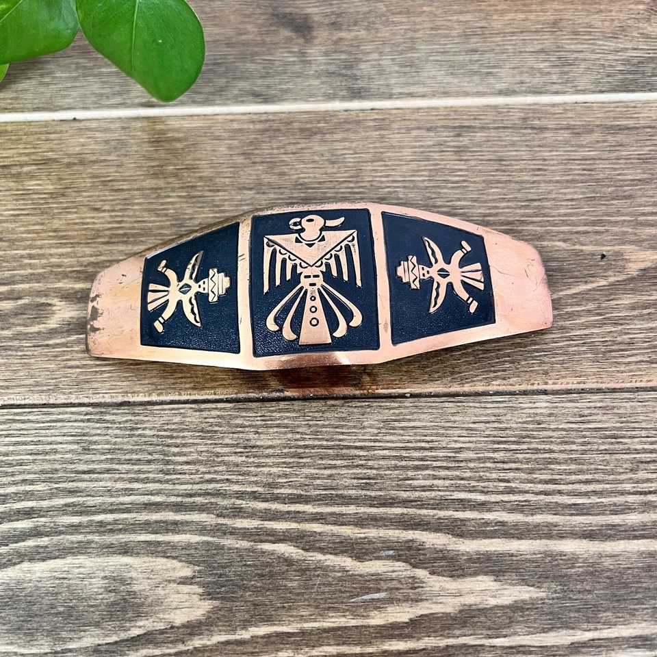 Hebilla india azteca suroeste escala cobre vintage años 70 Foto 2 de 4