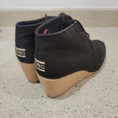Bobs from Sketchers Black Canvas Wedge Bootie Size 9 - Picture 6 of 10