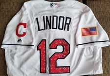 Francisco Lindor Cleveland Indians 2017 Stars and Stripes Team issued jersey