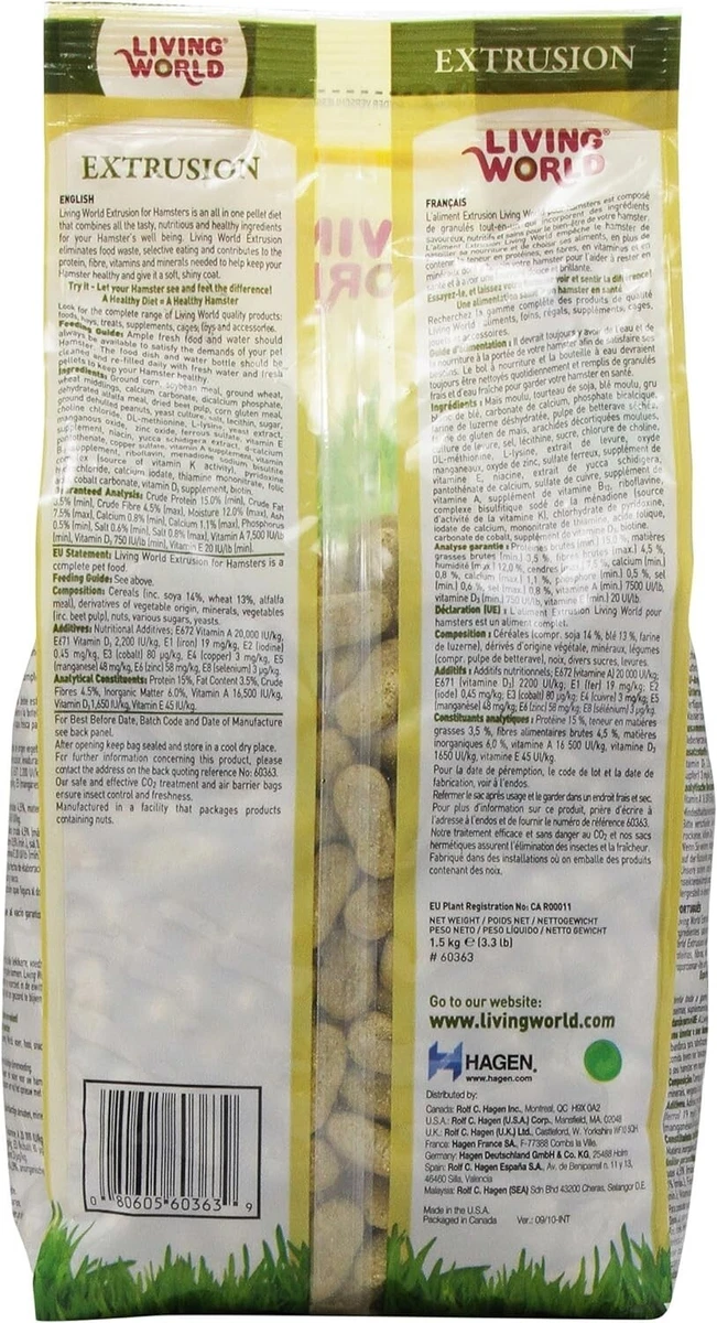 Living world top extrusion hamster food