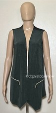 Chico's Traveler's Size 2 Green Cardigan Half Sleeveless Open Front Pockets