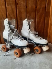 Vintage White Leather Pacesetter Roller Skates Womens SZ 6 Super X 4 Sure Grip