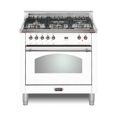 Lofra Dolcevita 36Inch Range Freestanding Dual Fuel Oven Convection White Chrome