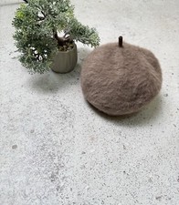 KANGOL Beige Furry Janie Furgora Angora Beret Hat Womens OS One Size