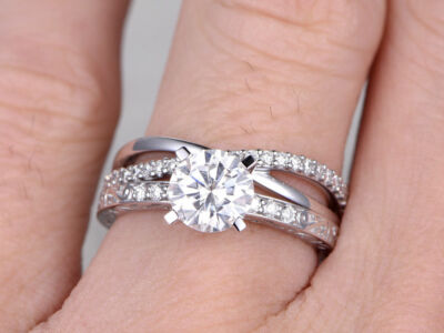 mm Near White Round Cut Moissanite Engagement 935