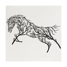 DEKADRON Metal Wall Art Geometric Horse and Tree Decor, Home Office Decoratio...