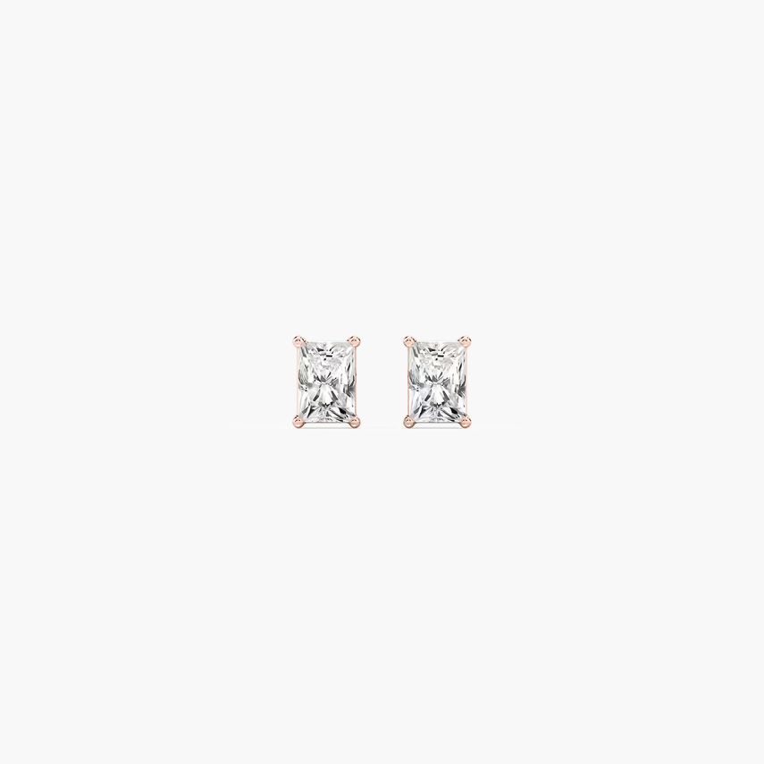 Lab Grown Diamond 0.82 CT  Classic Four Prong 14K Gold Stud Earrings Radiant Cut