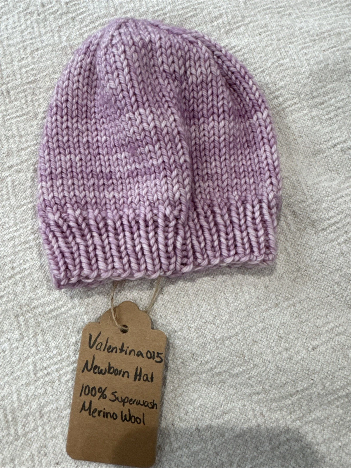Handmade Newborn 100% Merino Wool Hat Pink Purple Girl Washable Boho