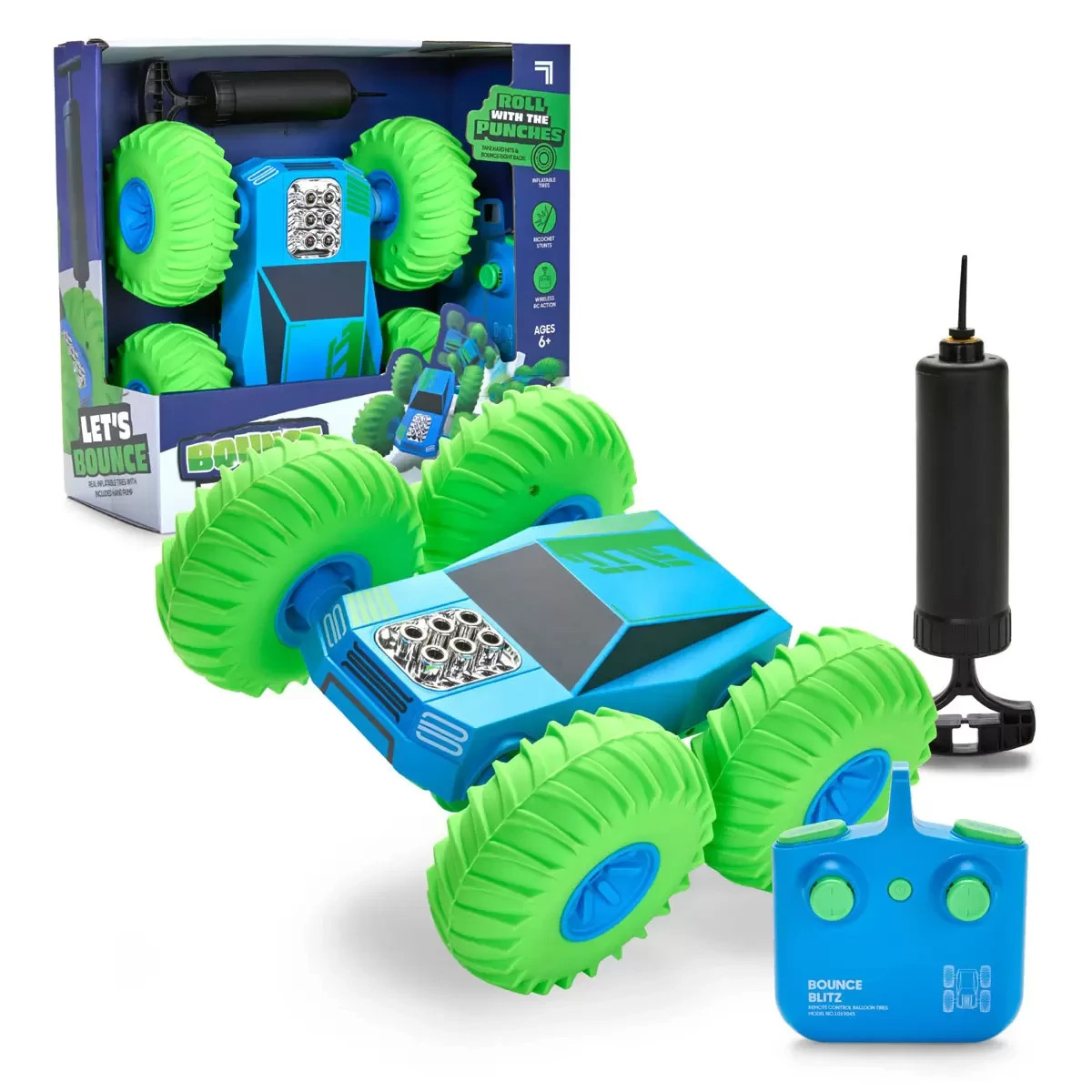 Sharper Image Bounce Blitz RC Stunt Car Inflatable Tires Flips 2.4GHz Remote