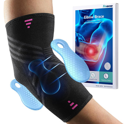 Tennis Elbow Brace for Men Women with 2 Contoured Gel Pads, Breathable Knitte...