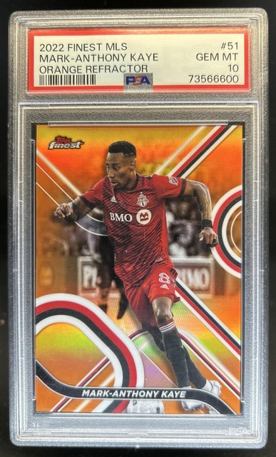 2022-23 Topps Finest MLS Mark-Anthony Kaye Orange Refractor #/25 Toronto PSA 10