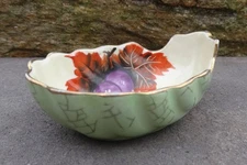 Noritake Handpainted Porcelain Open Salt Dip, Cellar, Dish w/Purple Fruit!