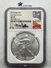 2019 Silver Eagle NGC MS 70 Congressman Mike Castle Signed FDOI