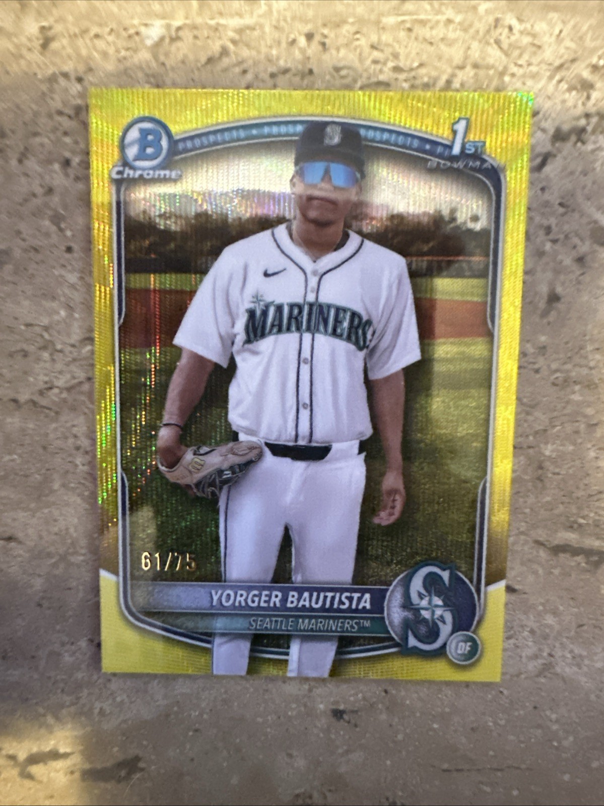 2025 Bowman Chrome 1st Yorger Bautista Yellow Wave Refactor #/75 Mariners
