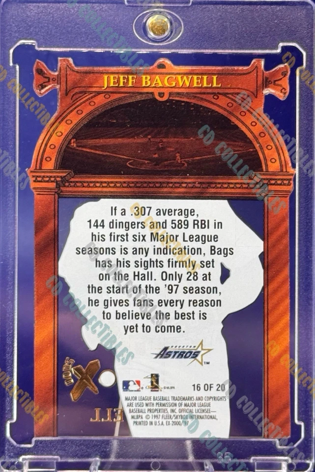 Jeff Bagwell RARE DIE CUT INSERT CARD SP FLEER SKYBOX EX 2000 ASTROS MVP MINT - Image 3 of 3