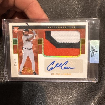 2023 Colton Cowser Panini Three & Two Rookie Patch Auto /15 Orioles