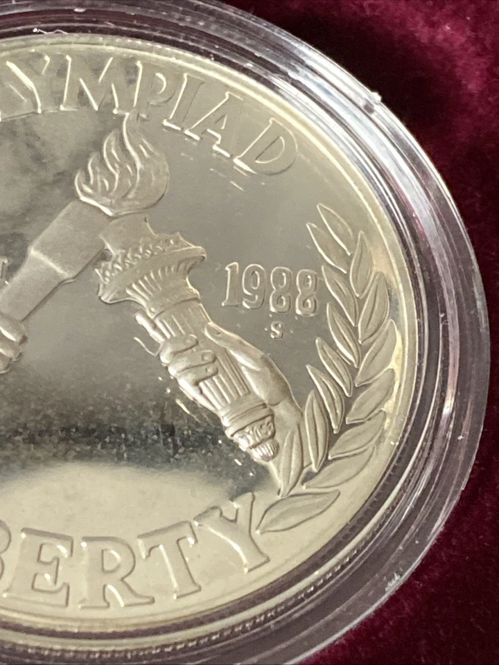 1988-S Olympic Proof Silver $1 Coin with Box and COA US Mint 90% Silver - Image 2 of 4