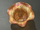 Antique Fenton Carnival Glass Marigold BlackBerry Spray Ruffled Hat Bowl