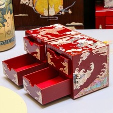 1x Shell Inlaid Lacquer Jewelry Box Wedding Jewelry Storage Box Organisers Chic