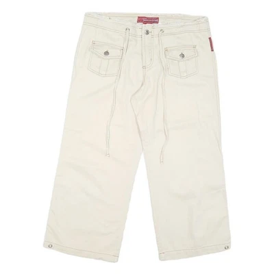 HOTKISS Femmes Short Crème Cargo Décontracté L W36 Bouton Coton Blend Large Leg - Photo 1/4
