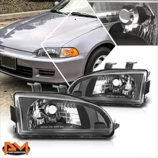 For 92-95 Honda Civic OE Factory Style Black Housing Clear Lens Headlight/Lamp