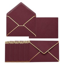 200 Pack A7 Envelopes with Gold Border Christmas Envelopes Burgundy