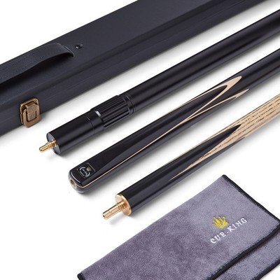 Queue-King Black Series 57'' Snooker- und Poolqueue 3/4 gelenkig mit Ledertasche