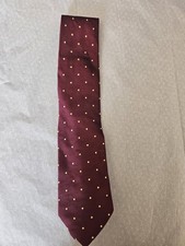 Brooks Brothers Burgundy Tie With Gold Polka Dots 100 Silk Men's Necktie 60"