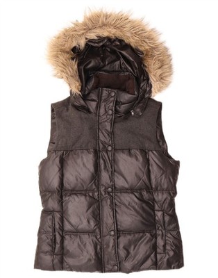 Esprit Womens Hooded Padded Gilet UK 10 Small Black Polyester OL01