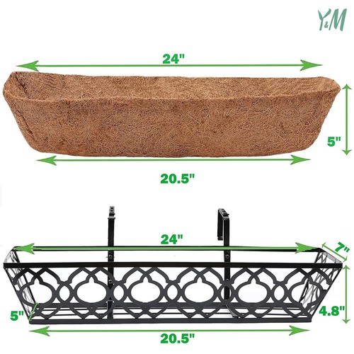 Flower Boxes for Deck Railings 24inch 4packs, Deck Railing Planter Boxes with... - Picture 2 of 8