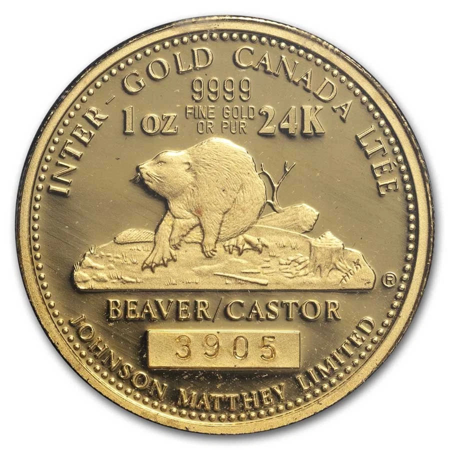 Juego de medallas de oro/plata JM y castor Mallory 1984 Canadá Foto 3 de 4