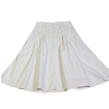 Vintage 80s 90s White Cotton High Waist Midi Skirt Corset Yoke Waist 9/10