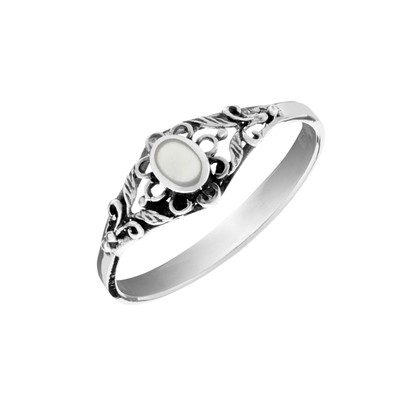 81. Generation Vintage Stil Ring 925 Silber Perlmutt Filigran Floral