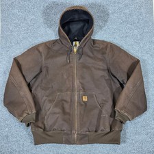 Carhartt J25 DKB Sandstone Duck Active Jacket Mens XL Tall Dark Brown Hooded Zip