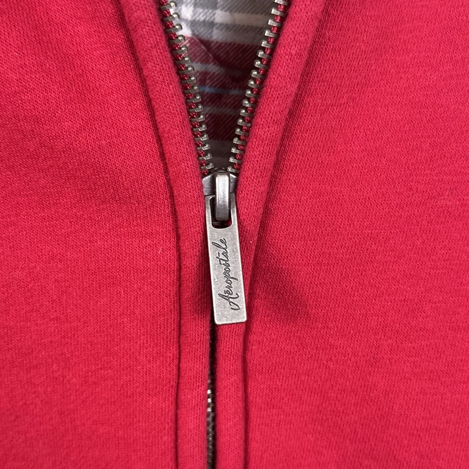 Vintage Y2K Aeropostale Faux Fur Zip Hoodie Juniors Size XL Red Jacket A87 Lined - Image 4 of 4