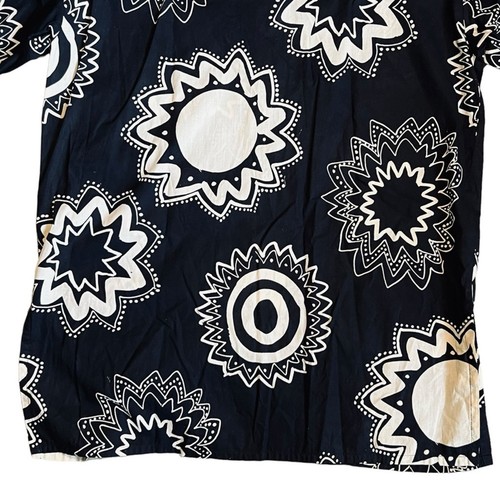 Jaeger UK VTG Women’s S Black White Short Sleeve Shirt Retro 60s Oversize Flower - Picture 10 of 10