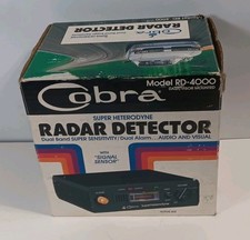 Vtg Cobra RD-4000 Super Heterodyne Radar Detector CIB X K Band Black AS IS