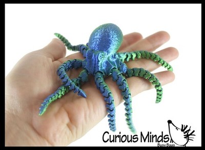 1 RANDOM 3D Printed Octopus Wiggle Articulated Jointed Moving Fidget Toy - Uniqu