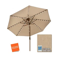 EliteShade USA 10-Year-Non-Fading Solar 9ft Market Umbrella with 80 LED Light...