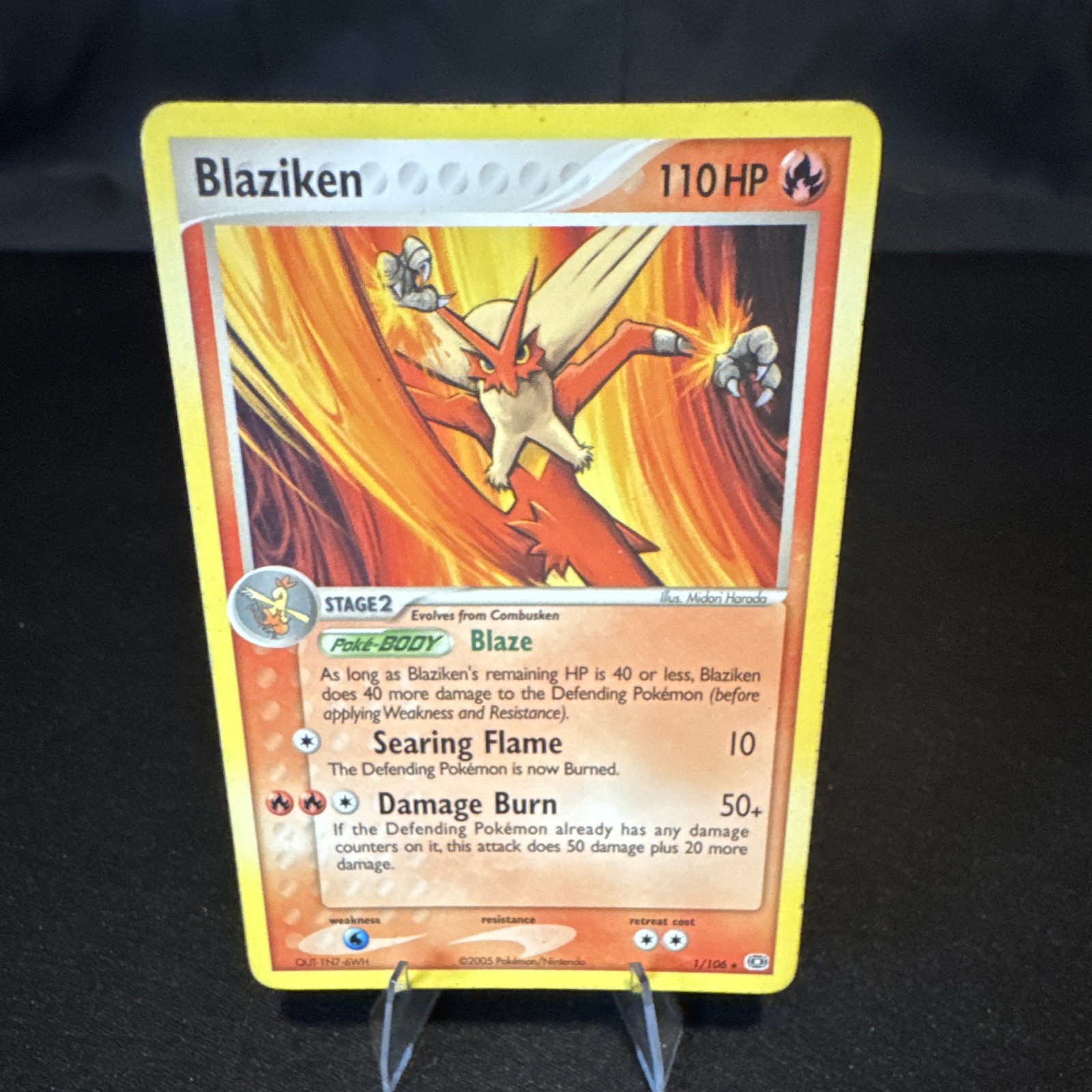 Pokémon Blaziken 1/106 EX Emerald Non Holo Rare Vintage 2005 LP