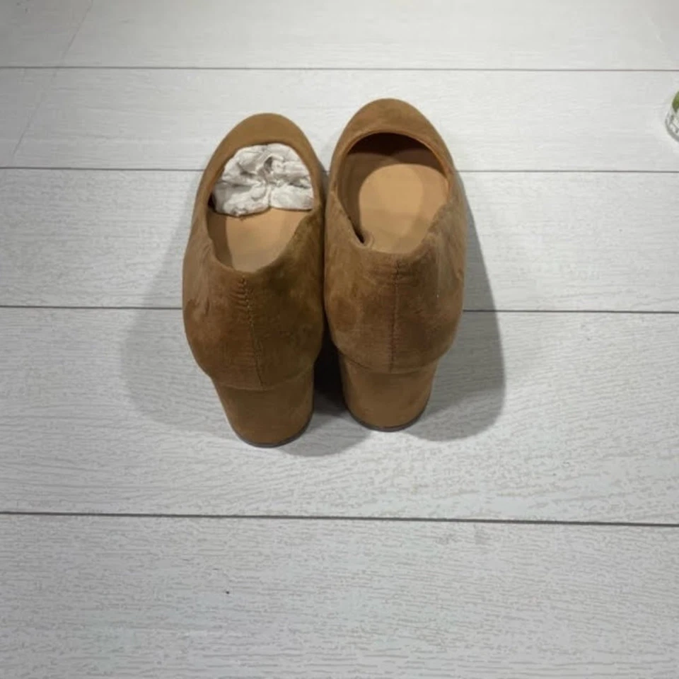 Tacones Just Fab Tan Micro Gamuza Liza Puntera Redondeada Bloque Talla 8 Foto 2 de 4