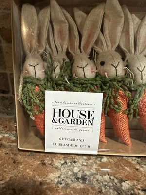 Spring Easter Bunny Rabbit Carrot 6 ft Garland Farmhouse Rustic Gardeners Eden