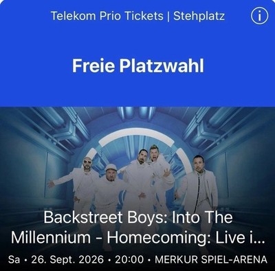 Backstreet Boys Millennium Homecoming Live 26.09.2026 Düsseldorf 2x Stehplatz