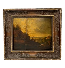 JOHN JAKOB DORNER 19TH CENTURY ANTIQUE TONALISM GERMANY LANDSCAPE OIL PAINTING