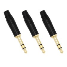 3-Pack 6.35mm Stereo Plug TRS Male Solder Adapter for Audio Cable Repair