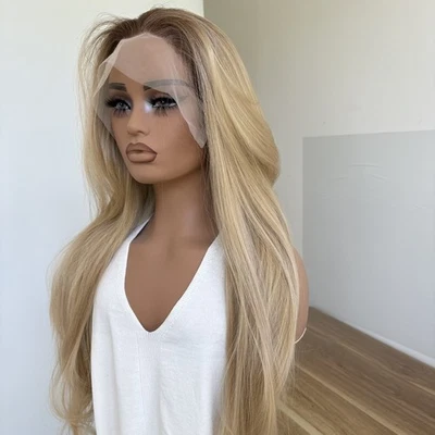 MISSWEN Ombre-Blond Lace-Front-Perücken Hitzebeständiges Haar Long Straight