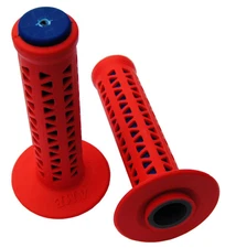 AME old school BMX Unitron bicycle grips - RED over BLUE