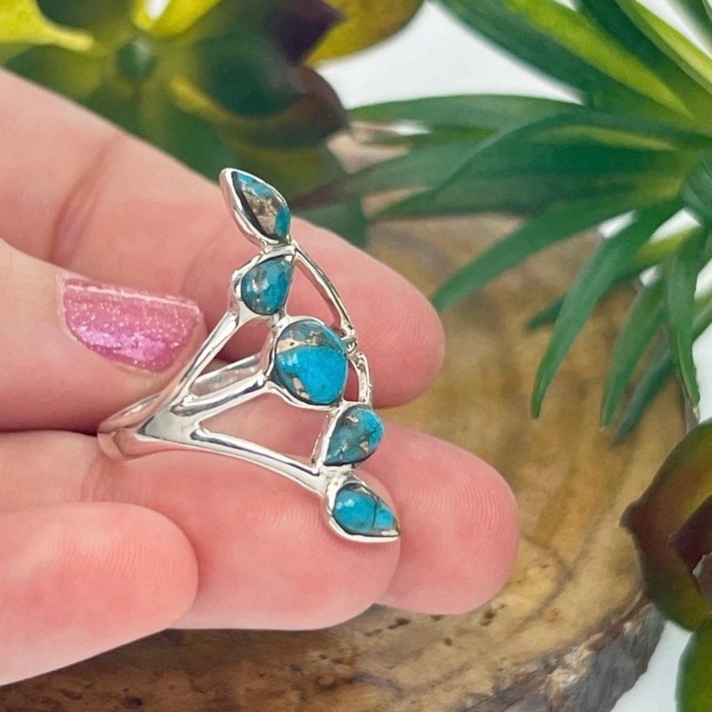 Solid Sterling Silver 925 Turquoise Ring Size 10 … - image 4